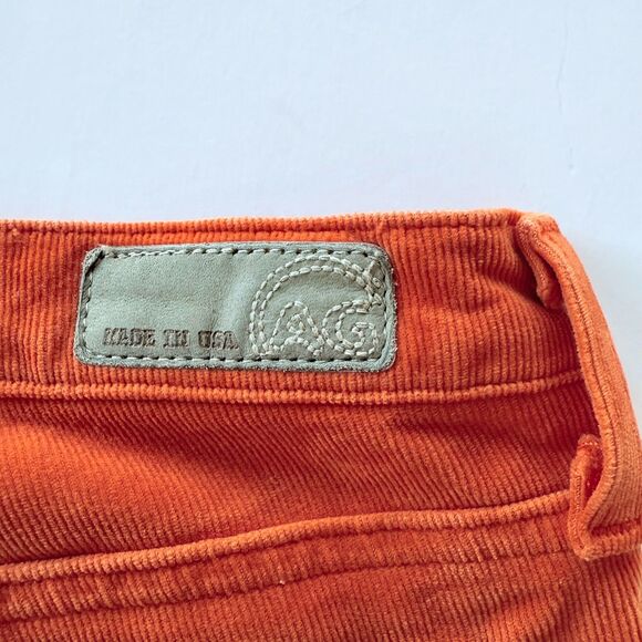 AG Adriano Goldschmied The Stevie Slim Straight Jeans in Orange Corduroy Size 28 - Picture 7 of 15